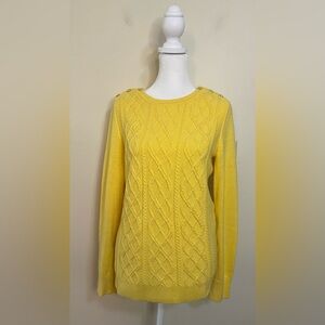 Talbots Women’s Lambswool Blend Cable Knit Yellow Sweater Pullover Size Small.